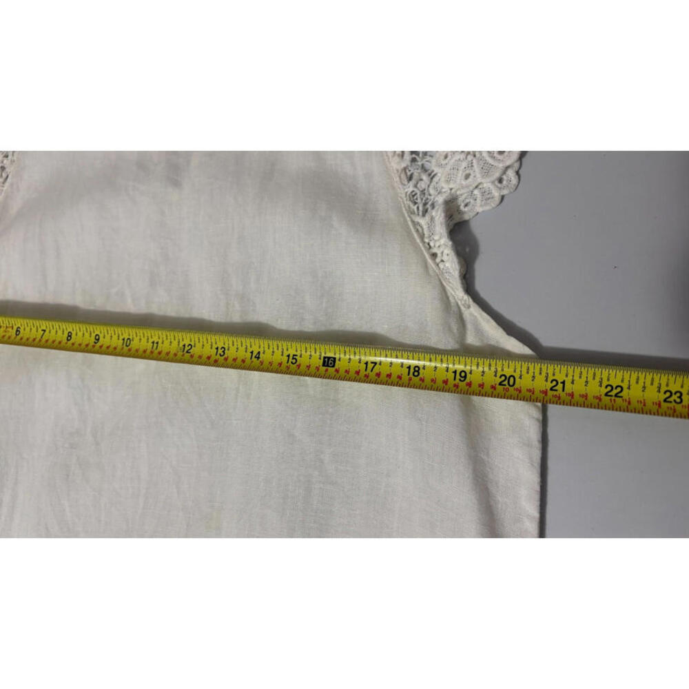 Viola Borghi Linen Top White Lace Cap Sleeves Made in Italy Women's Size Large - Picture 6 of 9